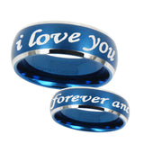 8mm-I-Love-You-Forever-and-ever-Dome-Brushed-Blue-2-Tone-Tungsten-Mens-Ring