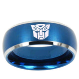 10mm Transformers Autobot Dome Brushed Blue 2 Tone Tungsten Mens Promise Ring