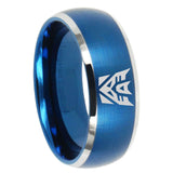 10mm Decepticon Transformers Dome Brushed Blue 2 Tone Tungsten Mens Ring