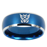 10mm Decepticon Transformers Dome Brushed Blue 2 Tone Tungsten Mens Ring