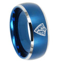10mm CTR Dome Brushed Blue 2 Tone Tungsten Carbide Men's Promise Rings