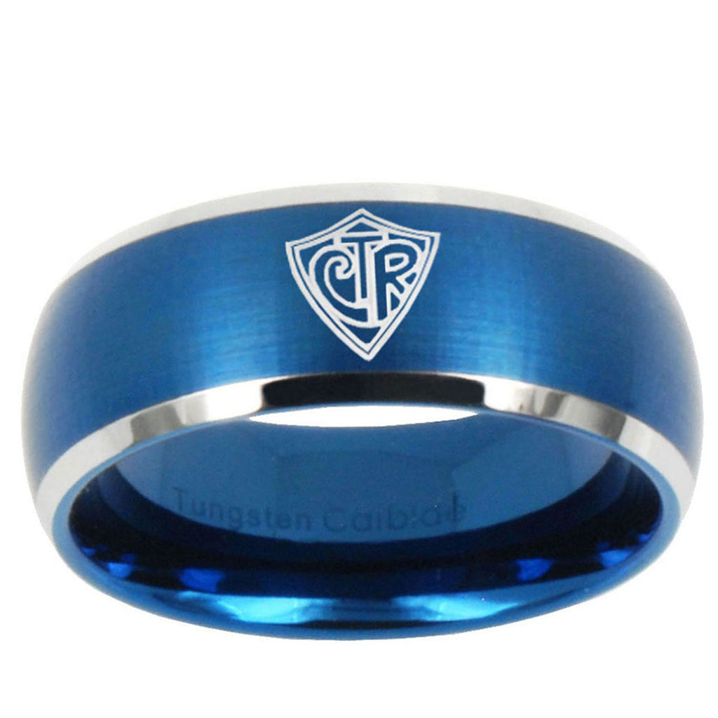 5MMCTR Dome Brushed Blue 2 Tone Tungsten Wedding Ring
