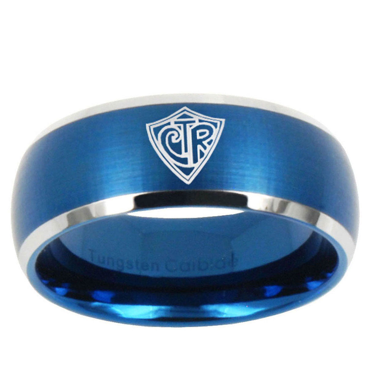 5MMCTR Dome Brushed Blue 2 Tone Tungsten Wedding Ring