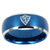 10mm CTR Dome Brushed Blue 2 Tone Tungsten Ring