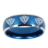 10mm Multiple CTR Dome Brushed Blue 2 Tone Tungsten Carbide Promise Ring