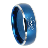 8mm-Skull-Dome-Brushed-Blue-2-Tone-Tungsten-Carbide-Custom-Ring-for-Men