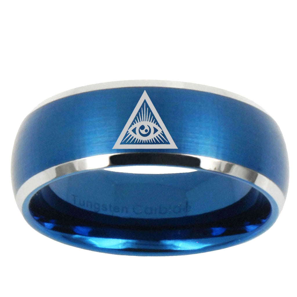 5MMSeeing Eye of God Dome Matte Blue Tungsten Ring Men