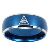 5, 8mm Seeing Eye of God Dome Matte Blue Tungsten Ring Men