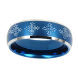 10mm-Multiple-Crosses-Dome-Brushed-Blue-2-Tone-Tungsten-Wedding-Bands-Ring