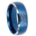 8MM Islamic Shahada Dome Matte Blue Tungsten Ring Men