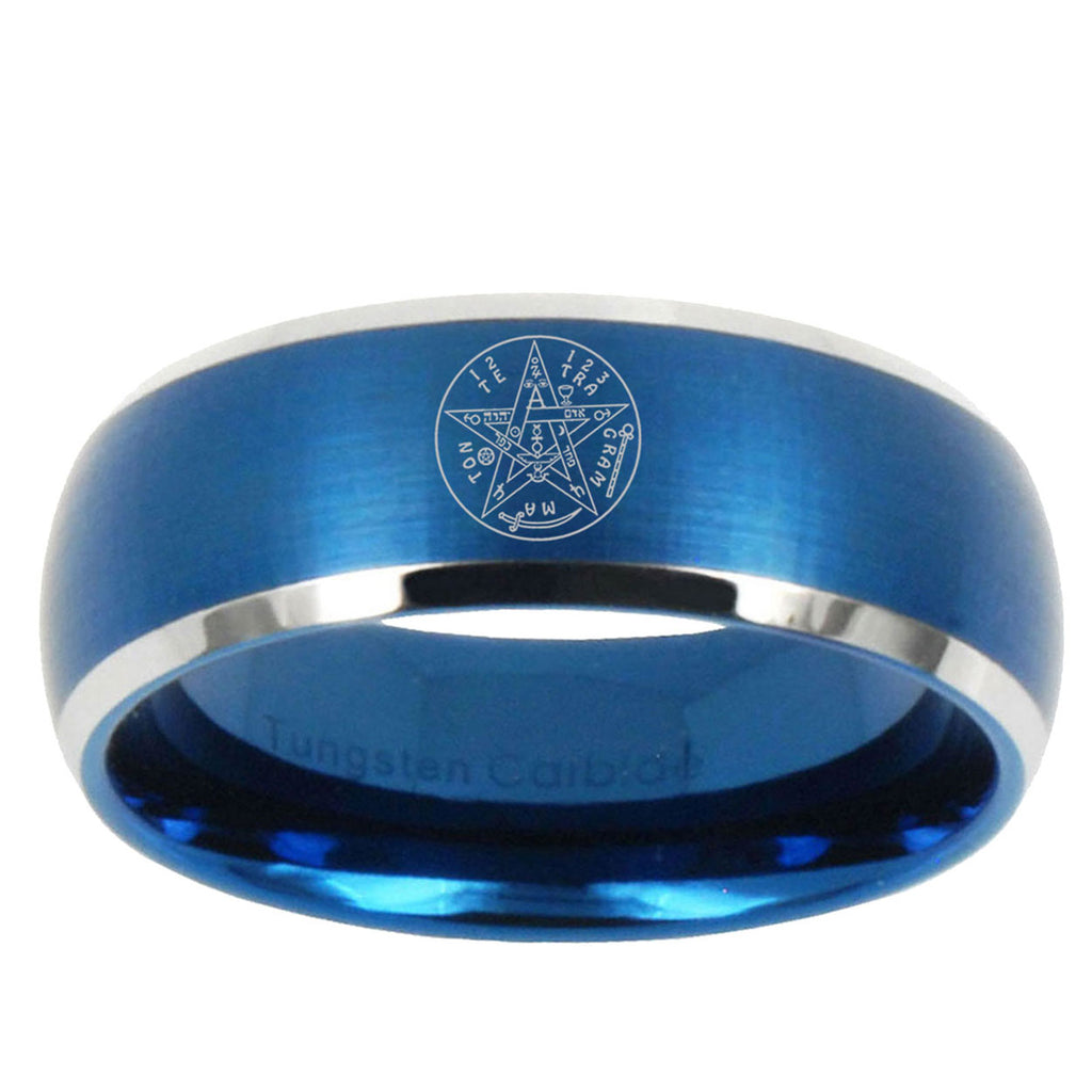 5MMTetragrammaton Spiritual Kabbalah Dome Matte Blue Tungsten Ring