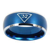 10mm-Masonic-32-Triangle-Freemason-Dome-Brushed-Blue-2-Tone-Tungsten-Carbide-Mens-Promise-Ring