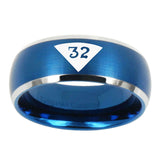 10mm-Masonic-32-Triangle-Design-Freemason-Dome-Brushed-Blue-2-Tone-Tungsten-Carbide-Mens-Promise-Ring
