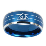 8mm-Masonic-32-Duo-Line-Freemason-Dome-Brushed-Blue-2-Tone-Tungsten-Carbide-Wedding-Bands-Ring