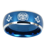 10mm-Masonic-32-Design-Dome-Brushed-Blue-2-Tone-Tungsten-Carbide-Promise-Ring