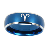 10mm-Aries-Zodiac-Dome-Brushed-Blue-2-Tone-Tungsten-Carbide-Promise-Ring