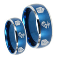 Marine Army Sergeant Dome Brushed Blue 2 Tone Tungsten Mens Set Ring
