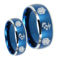 Marine Chief Master Sergeant Dome Brushed Blue 2 Tone Tungsten Bridal Ring Sets