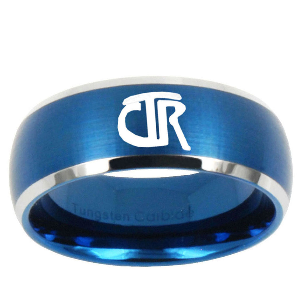 5MMCTR Dome Brushed Blue 2 Tone Tungsten Wedding Ring