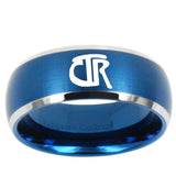 10mm CTR Dome Brushed Blue 2 Tone Tungsten Ring