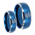 Fireman Dome Brushed Blue 2 Tone Tungsten His and Hers