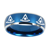 8mm-Multiple-Pester-Master-Masonic-Dome-Brushed-Blue-2-Tone-Tungsten-Bands-Ring