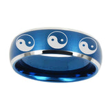 10mm-Multiple-Yin-Yang-Dome-Brushed-Blue-2-Tone-Tungsten-Carbide-Engraved-Ring