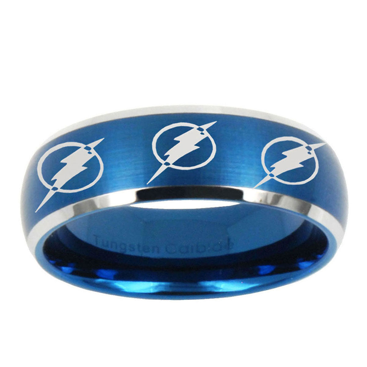 5MMMultiple Flash Dome Matte Blue Tungsten Ring For Men