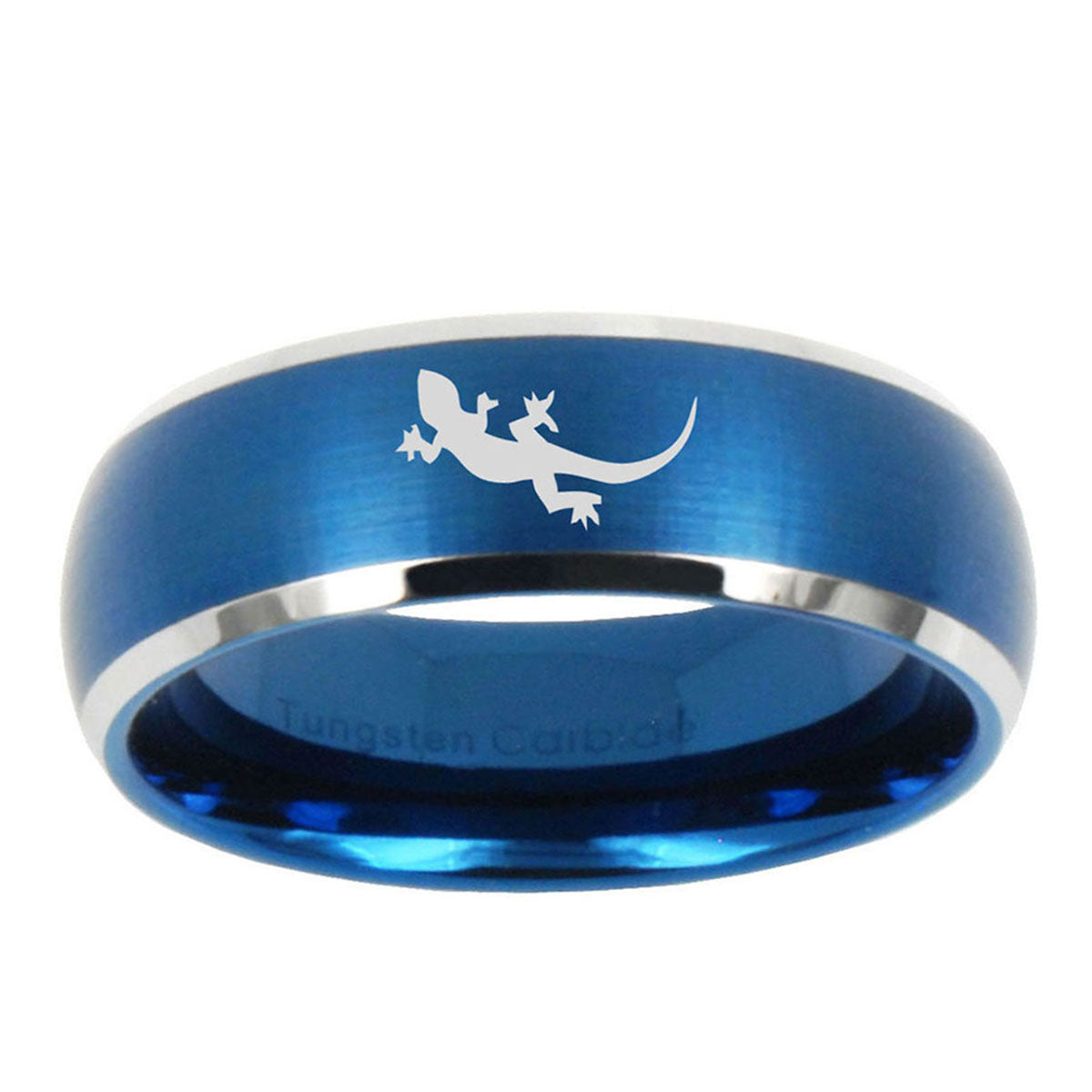 5MMLizard Dome Brushed Blue 2 Tone Tungsten Mens Bands Ring
