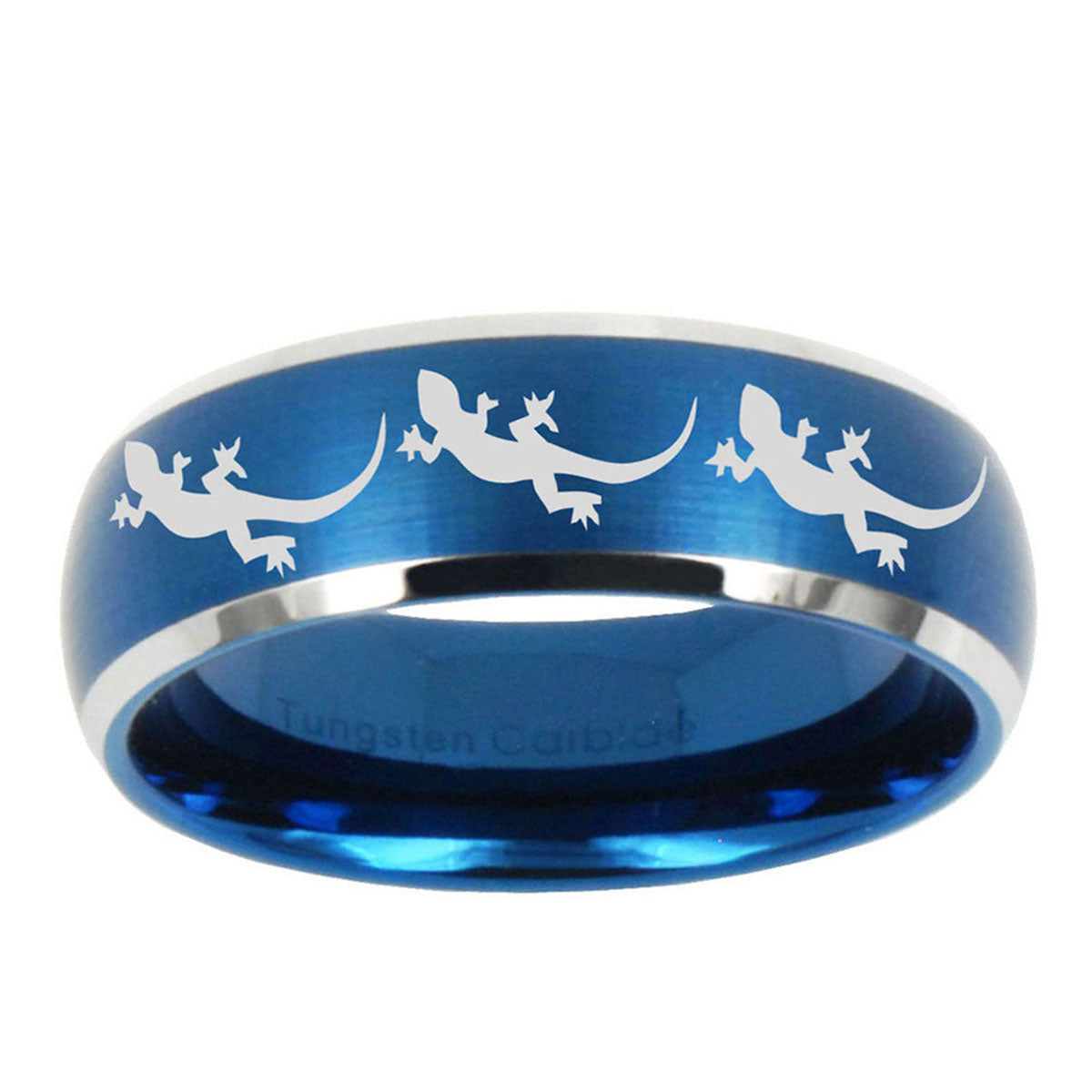 5MMMultiple Lizard Dome Brushed Blue 2 Tone Tungsten Ring
