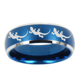 5, 8mm Multiple Lizard Dome Brushed Blue 2 Tone Tungsten Ring