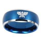 10mm-Zelda-Skyward-Sword-Dome-Brushed-Blue-2-Tone-Tungsten-Carbide-Men's-Ring