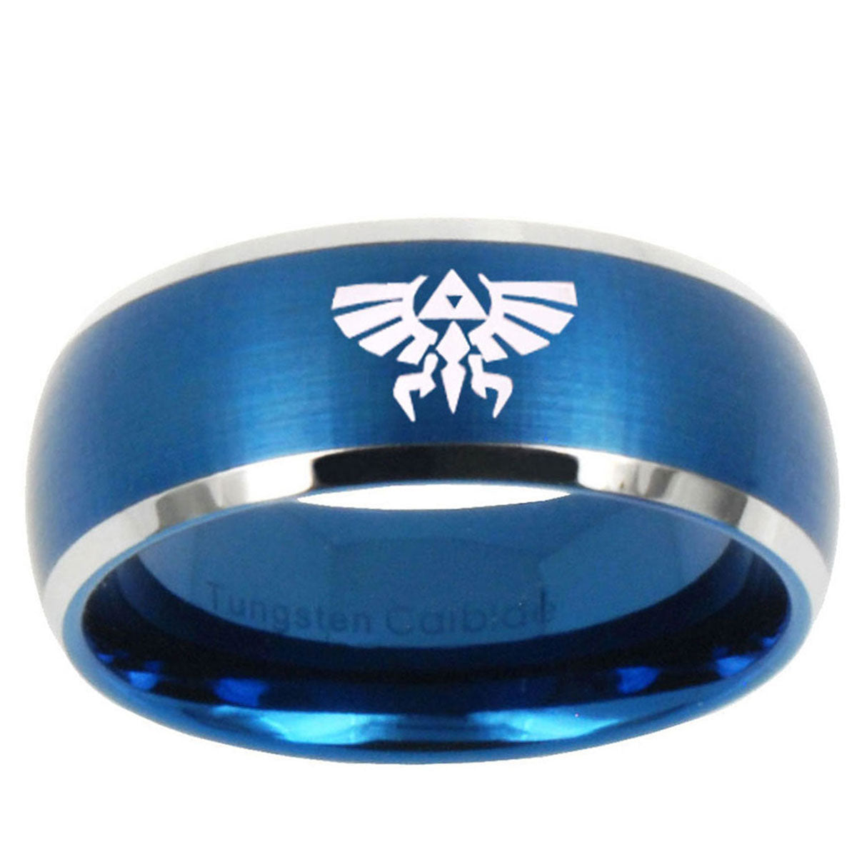 5MMZelda Skyward Sword Dome Brushed Blue 2 Tone Tungsten Ring