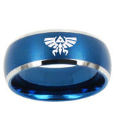 10mm Zelda Skyward Sword Dome Brushed Blue 2 Tone Tungsten Ring