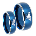 Zelda Skyward Sword Dome Brushed Blue 2 Tone Tungsten Couple Rings