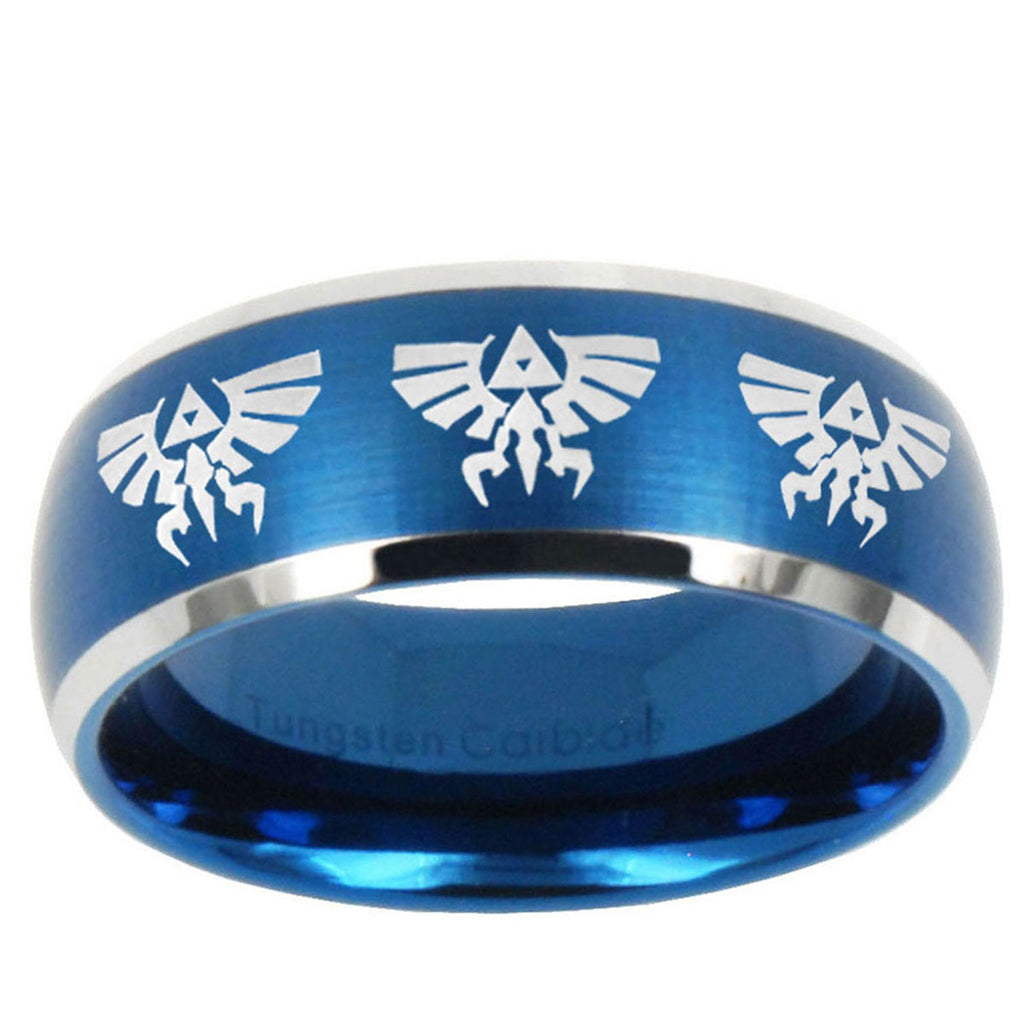 5MMMultiple Zelda Skyward Sword Dome Brush Blue 2 Tone Tungsten Ring