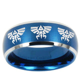 10mm Multiple Zelda Skyward Sword Dome Brushed Blue 2 Tone Tungsten Men's Ring
