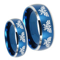 Multiple Zelda Skyward Sword Dome Brushed Blue 2 Tone Tungsten Wedding Set Ring