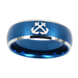 10mm-Anchor-Dome-Brushed-Blue-2-Tone-Tungsten-Carbide-Engagement-Ring