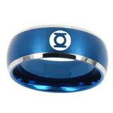 5, 8mm Green Lantern Dome Matte Blue Mens Comfort Fit Wedding Bands