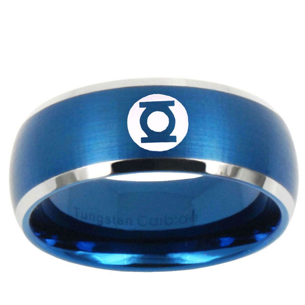 5MMGreen Lantern Dome Matte Blue Mens Tungsten Carbide Ring