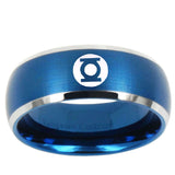 5, 8mm Green Lantern Dome Matte Blue Mens Comfort Fit Wedding Bands