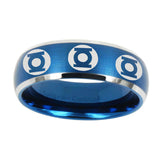 5, 8mm Multiple Green Lantern Dome Matte Blue Tungstun Rings