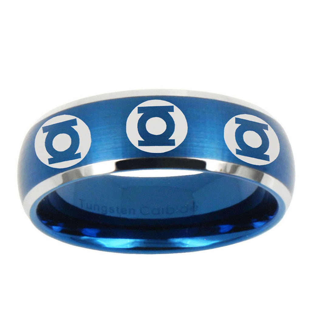 5MMMultiple Green Lantern Dome Matte Blue Tungsten Rings