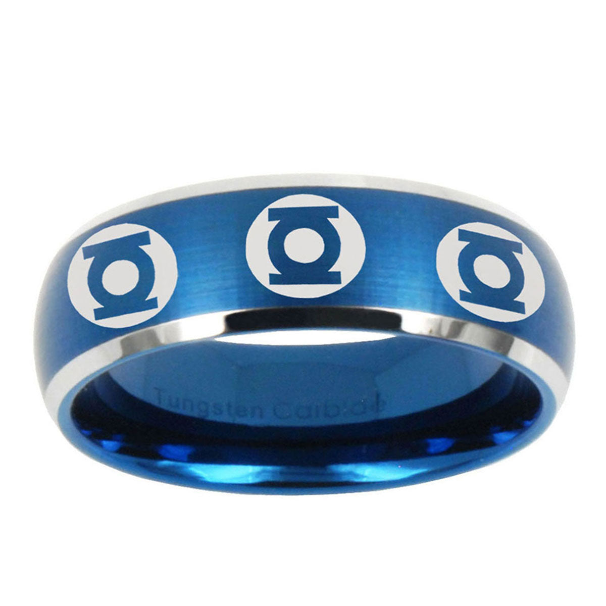 5MMMultiple Green Lantern Dome Matte Blue Tungsten Rings