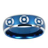 5, 8mm Multiple Green Lantern Dome Matte Blue Tungsten Rings