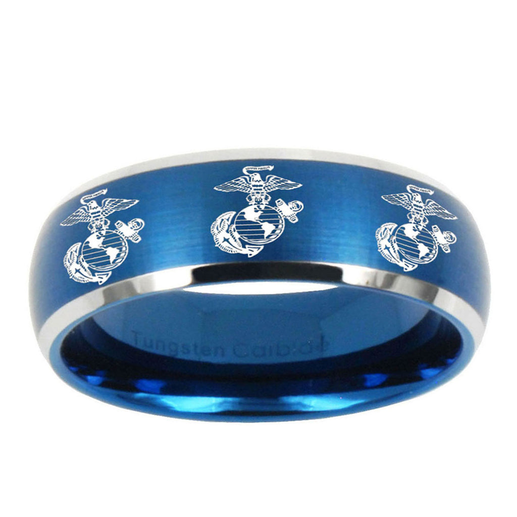 5MMMultiple Marine Dome Brushed Blue 2 Tone Tungsten Mens Ring