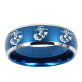 5, 8mm Multiple Marine Dome Brushed Blue 2 Tone Tungsten Mens Engagement Ring