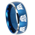 8MM Transformers Autobot Decepticon Dome Brush Blue 2 Tone Tungsten Ring