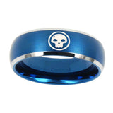 8mm-Skull-Dome-Brushed-Blue-2-Tone-Tungsten-Carbide-Men's-Engagement-Ring